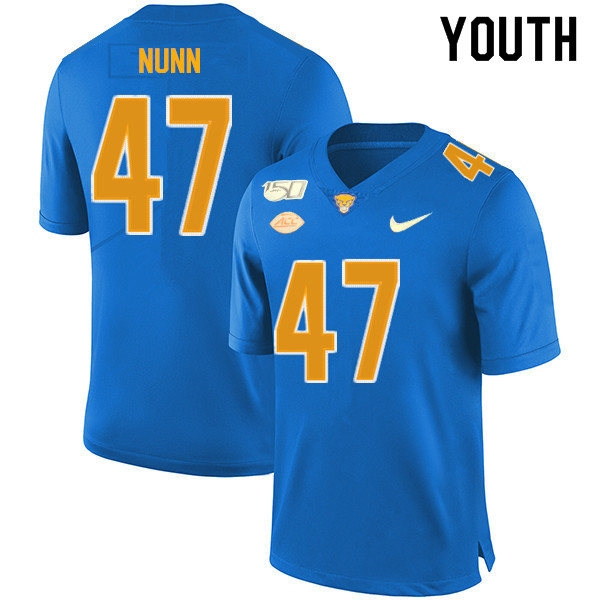 2019 Youth #47 Kyle Nunn Pitt Panthers College Football Jerseys Sale-Royal